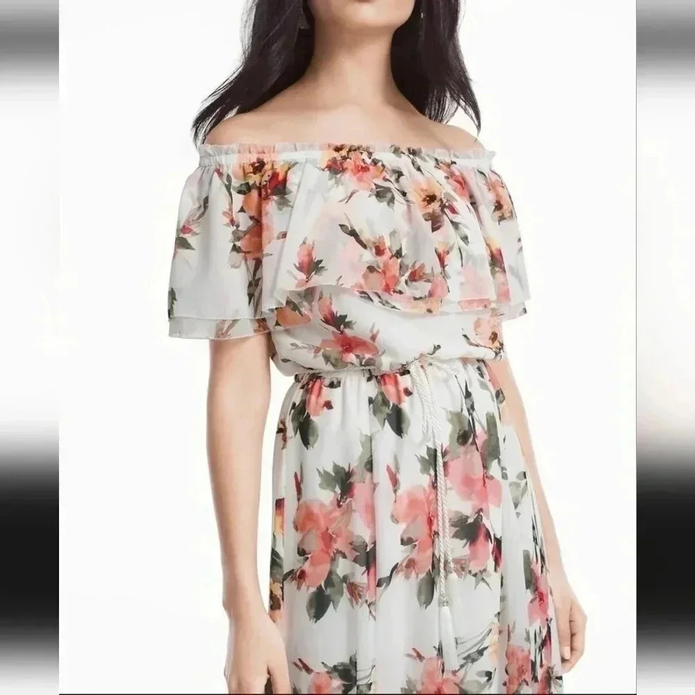 White House Black Market Off-the-Shoulder Floral Maxi Dress size S - Picture 2 of 16